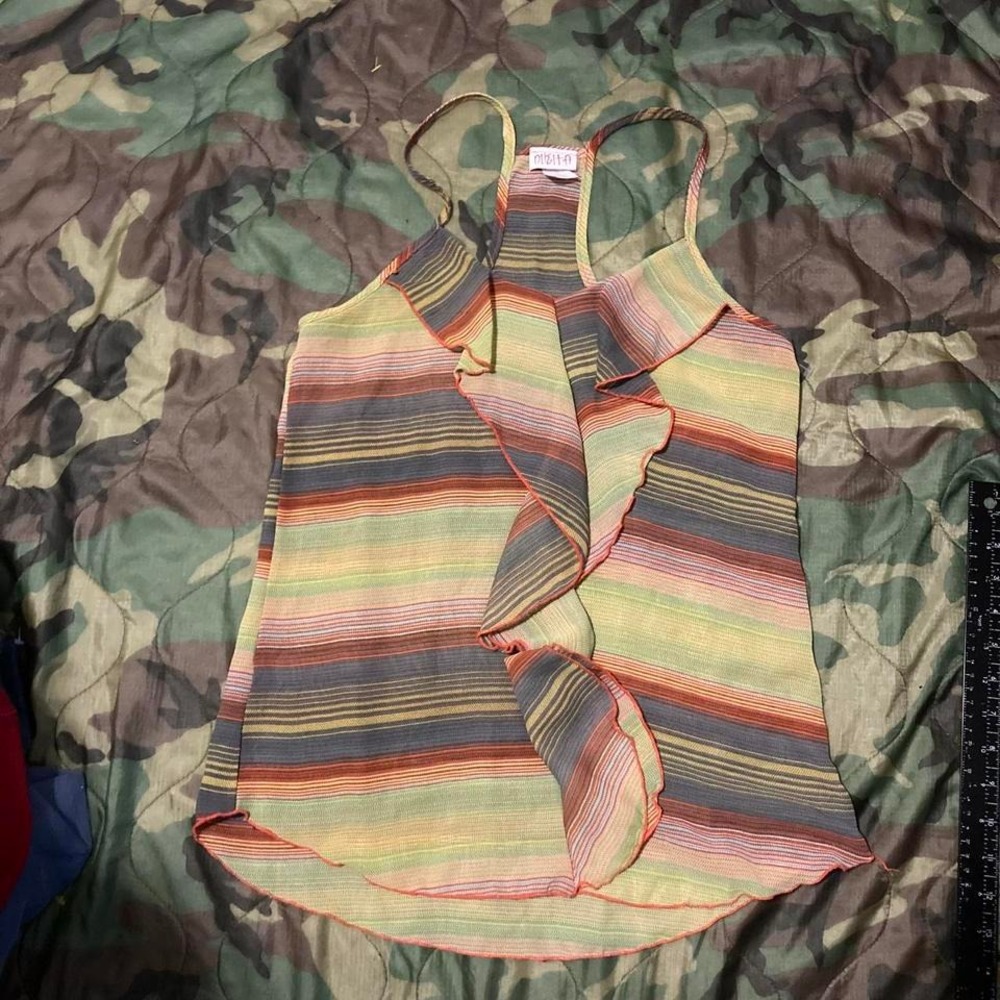 Nikita neon ruffle camisole top vtg 00s club boho size S/16